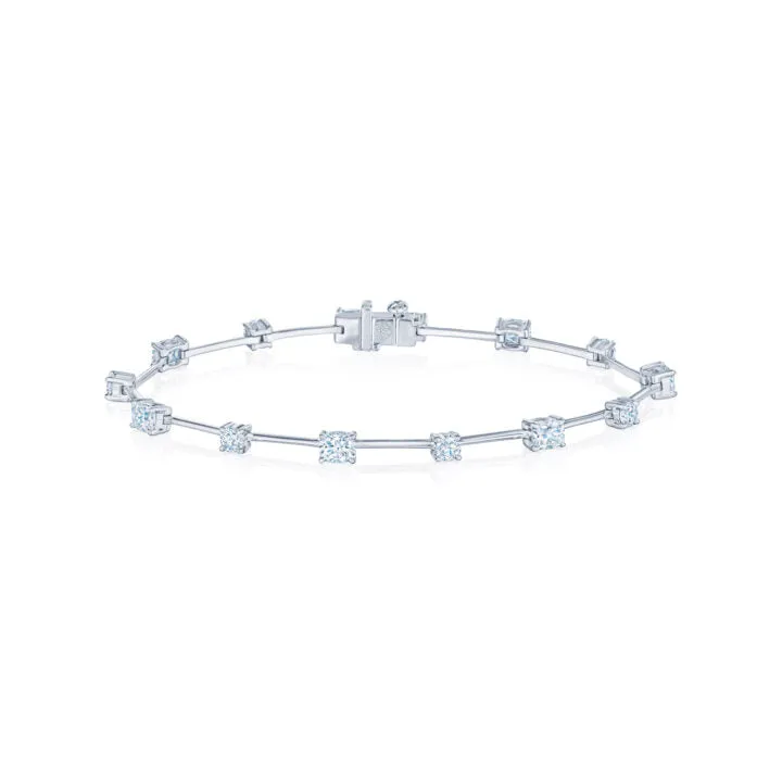 Line Bracelet with Round and Kwiat Cushion Diamonds