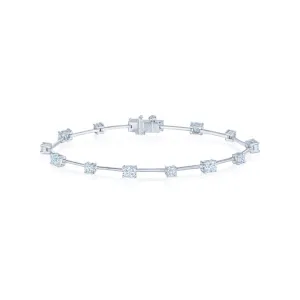 Line Bracelet with Round and Kwiat Cushion Diamonds