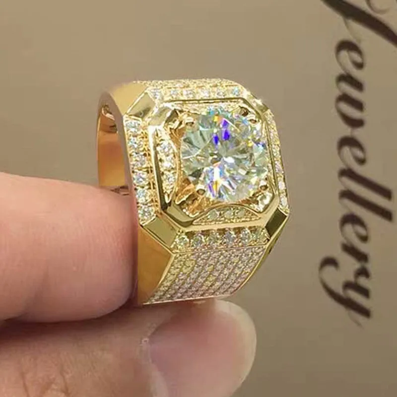 Luxurious Men's Rose Gold Natural Birthstone Crystal Ring