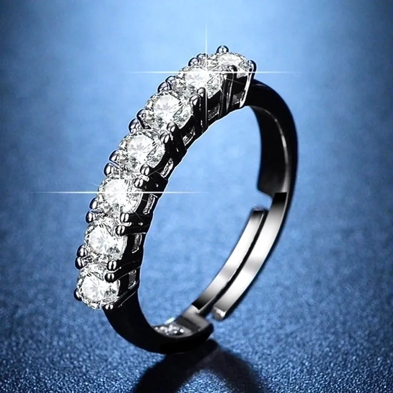 Luxurious Square Copper Plating Inlay Zircon Open Ring