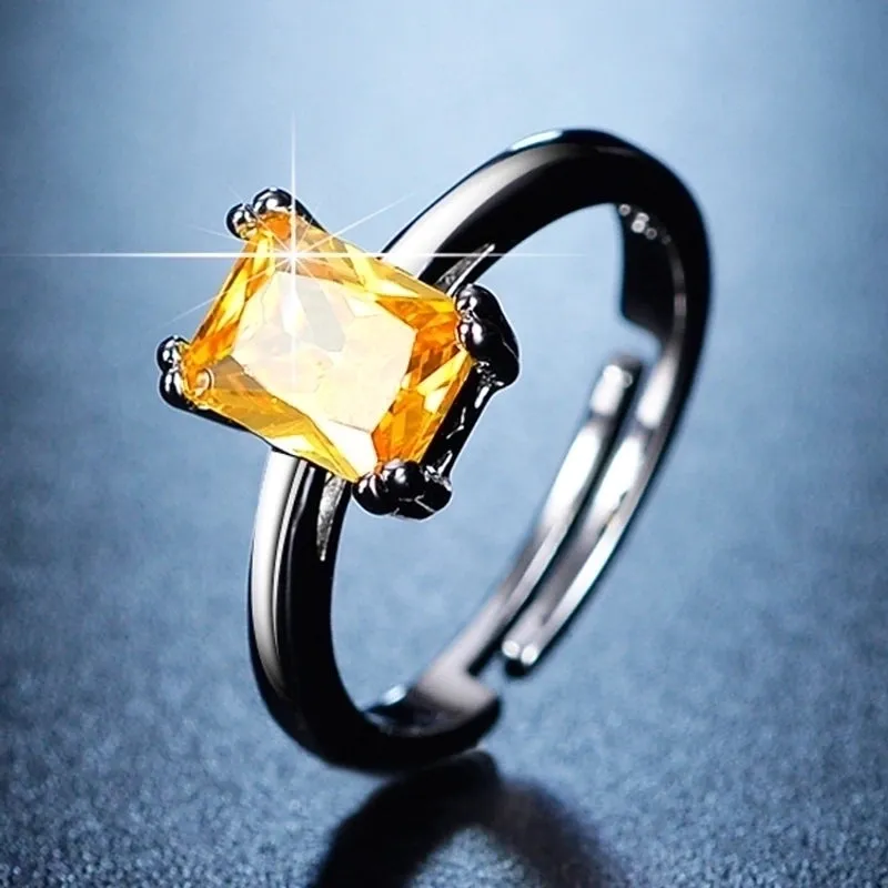 Luxurious Square Copper Plating Inlay Zircon Open Ring