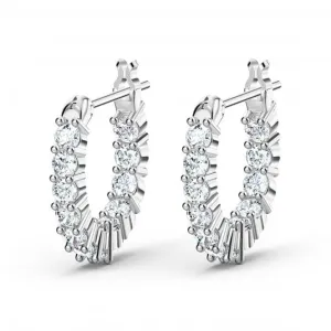 Matrix Mini White Rhodium Plated Hoop Earrings 5562126