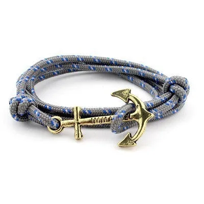 Men Jewelry Navy wind DIY Anchor Bracelet Weave Multilayer Bracelet for Women Cuir Bouton Pression Gold Plated Tom Hope