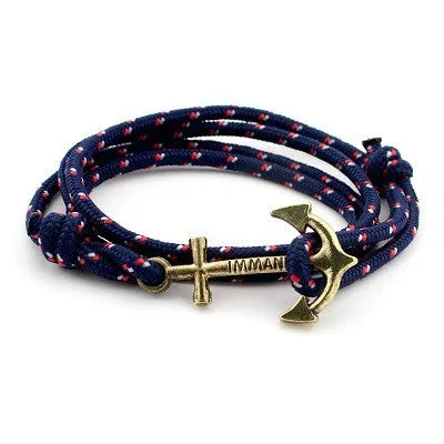 Men Jewelry Navy wind DIY Anchor Bracelet Weave Multilayer Bracelet for Women Cuir Bouton Pression Gold Plated Tom Hope