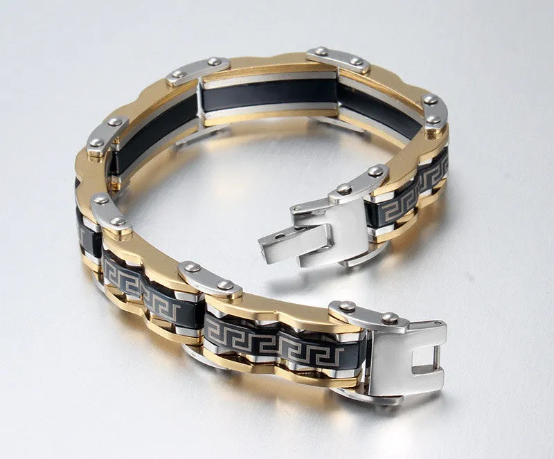 Men's bracelet fashion gold stainless steel bracelet for men Black plated bracelet fashion jewelry