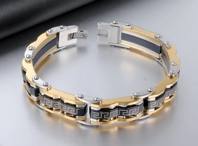 Men's bracelet fashion gold stainless steel bracelet for men Black plated bracelet fashion jewelry