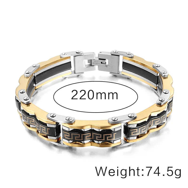 Men's bracelet fashion gold stainless steel bracelet for men Black plated bracelet fashion jewelry