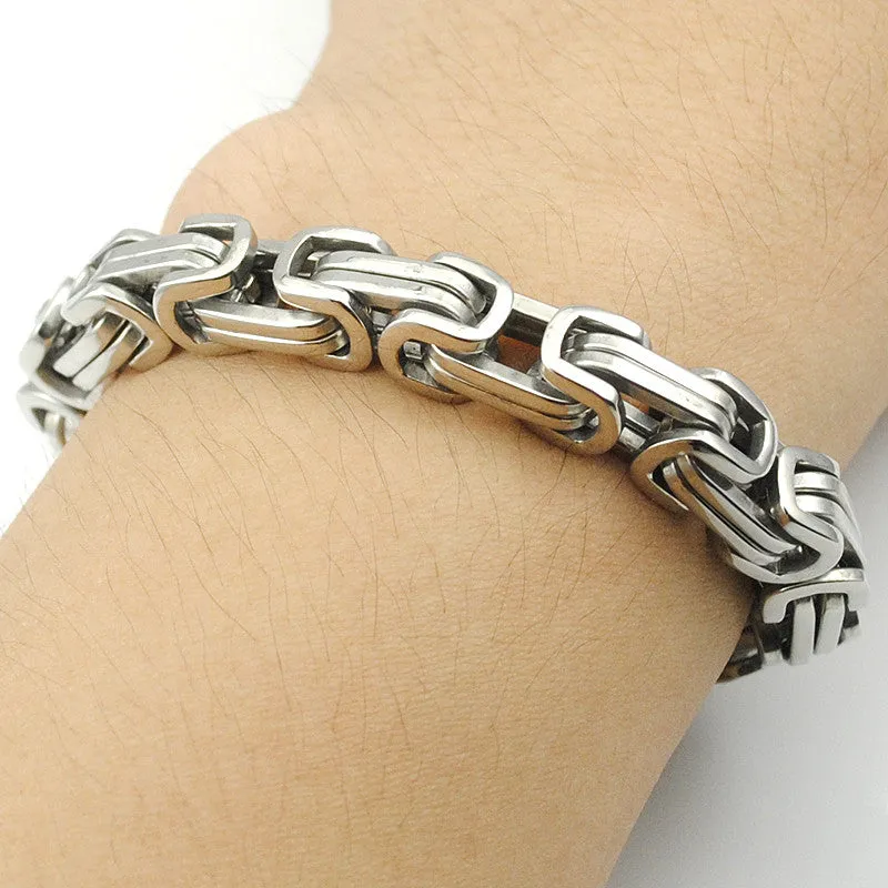 Men's Bracelets Gold Chain Link Bracelet Stainless Steel 8mm Width