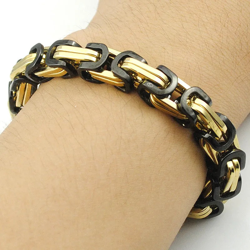 Men's Bracelets Gold Chain Link Bracelet Stainless Steel 8mm Width