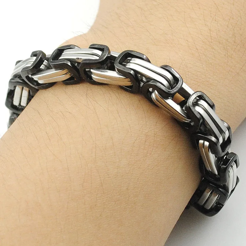 Men's Bracelets Gold Chain Link Bracelet Stainless Steel 8mm Width