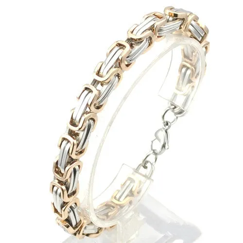 Men's Bracelets Gold Chain Link Bracelet Stainless Steel 8mm Width