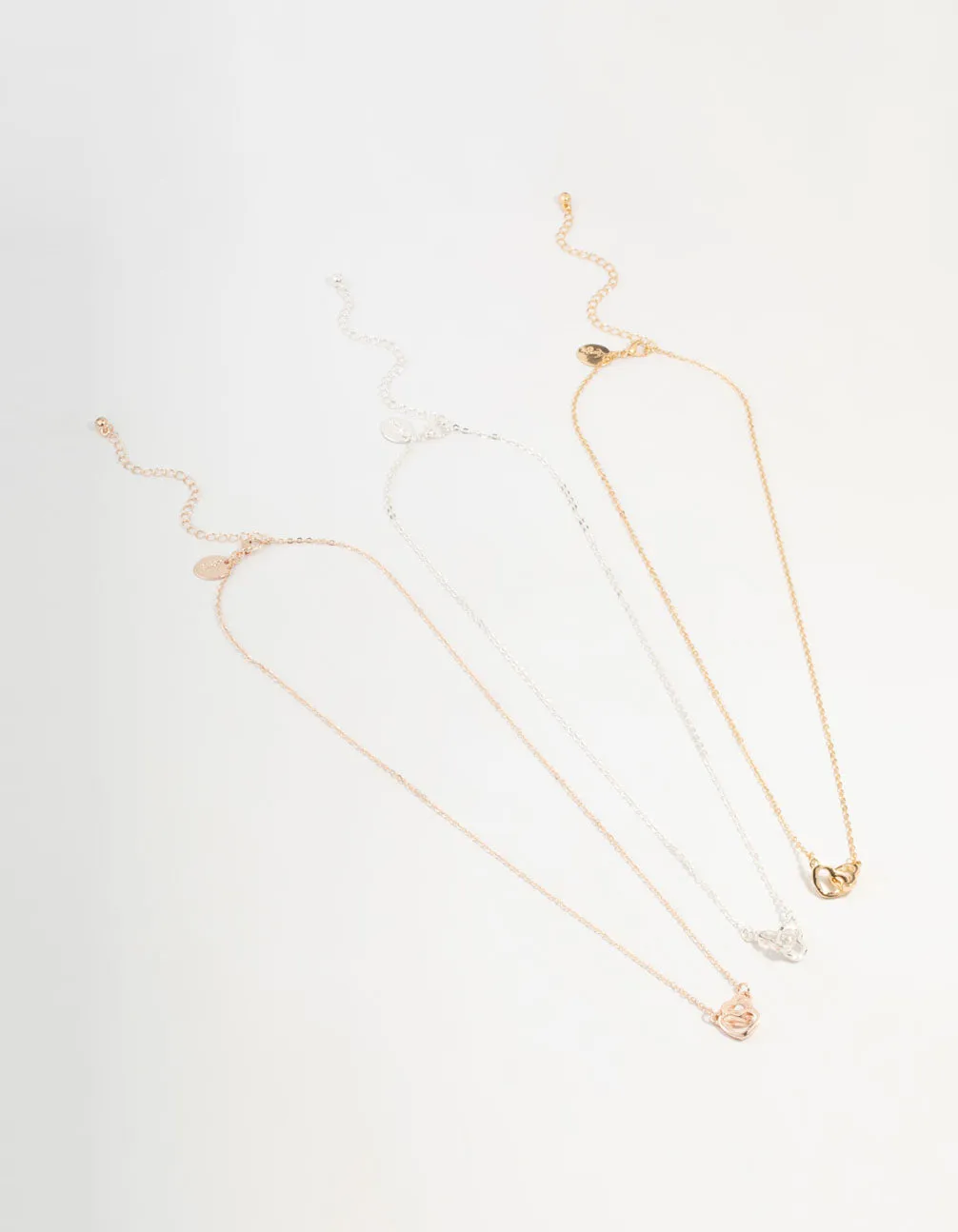 Mixed Metals Link Heart Necklaces 3-Pack