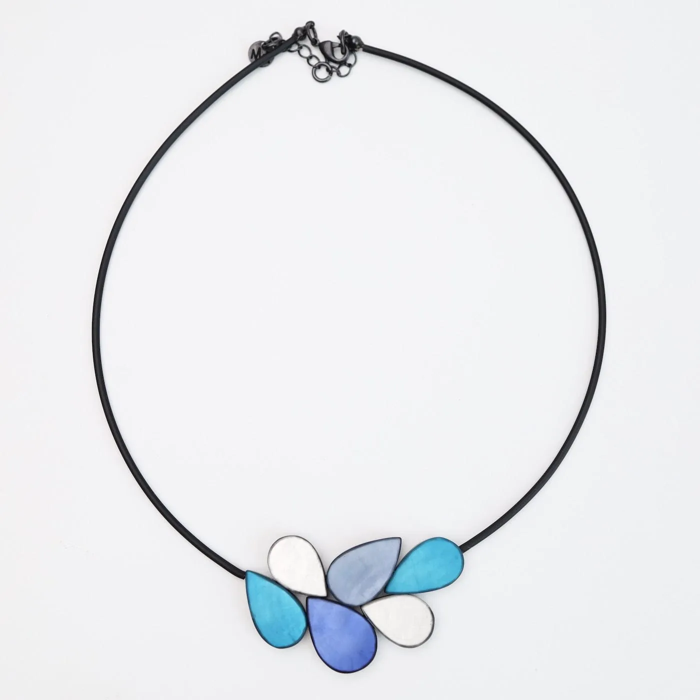 Multi Blue Mix Petal Necklace