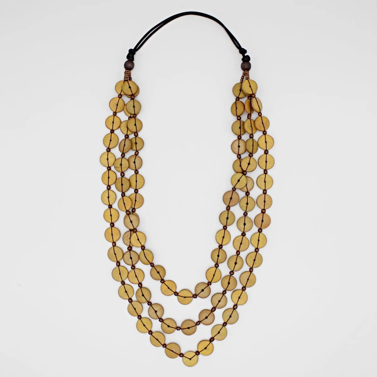 Mustard Yellow Jacey Triple Strand Necklace