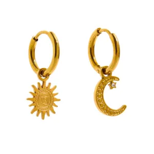 Nalani Luxe 18k Gold Plated Sun and Moon Earrings