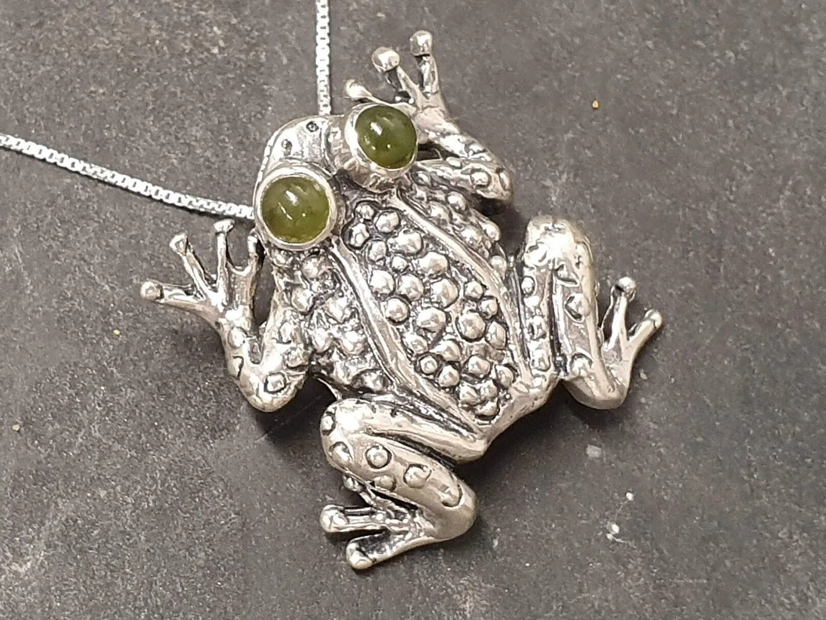 Nephrite Necklace - Silver Frog Pendant - Natural Nephrite Necklace