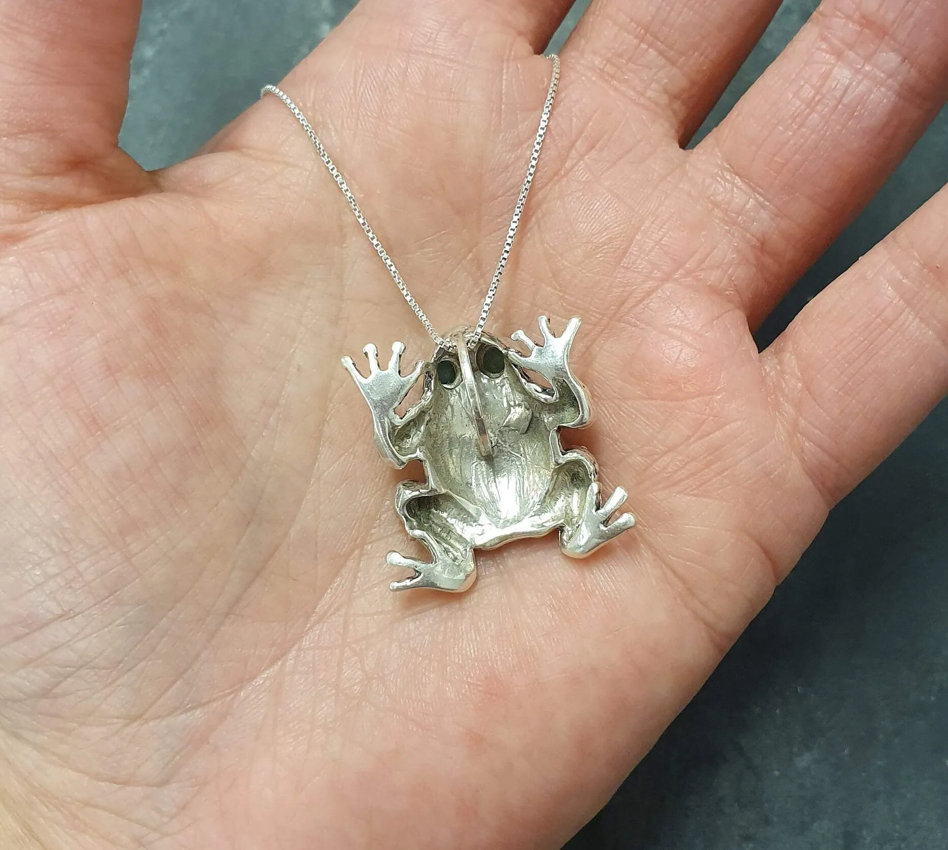 Nephrite Necklace - Silver Frog Pendant - Natural Nephrite Necklace