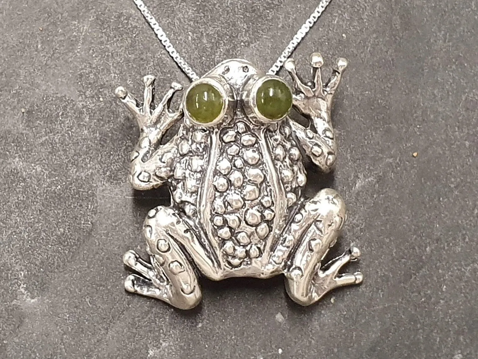 Nephrite Necklace - Silver Frog Pendant - Natural Nephrite Necklace