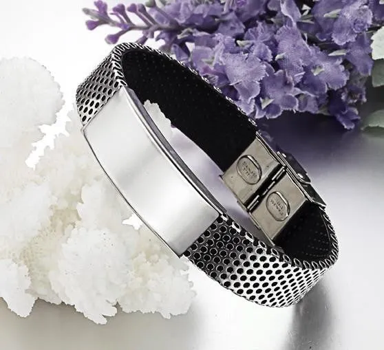 New Hot Fashion Fine Jewelry Stainless Steel Pu Leather Bracelet Men Silver Bracelets Bangle For Men Gift