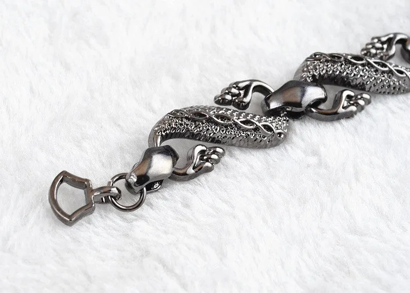 New Vogue Bracelet TOP Quality Silver Male Vintage Accessories Fashion Style Dragon Bracelet.Men Women Punk Jewelry Bijoux