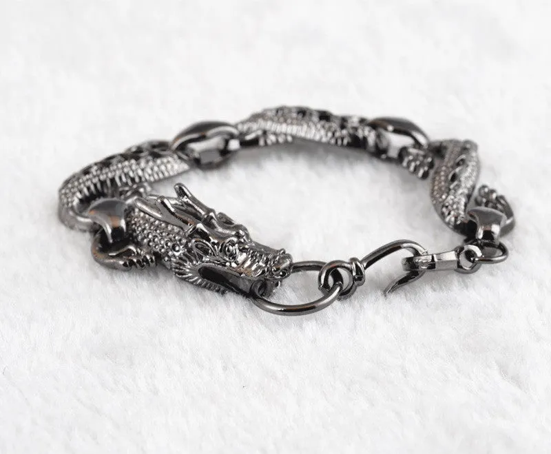 New Vogue Bracelet TOP Quality Silver Male Vintage Accessories Fashion Style Dragon Bracelet.Men Women Punk Jewelry Bijoux