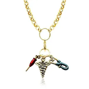 Nurse Charm Necklace in Gold