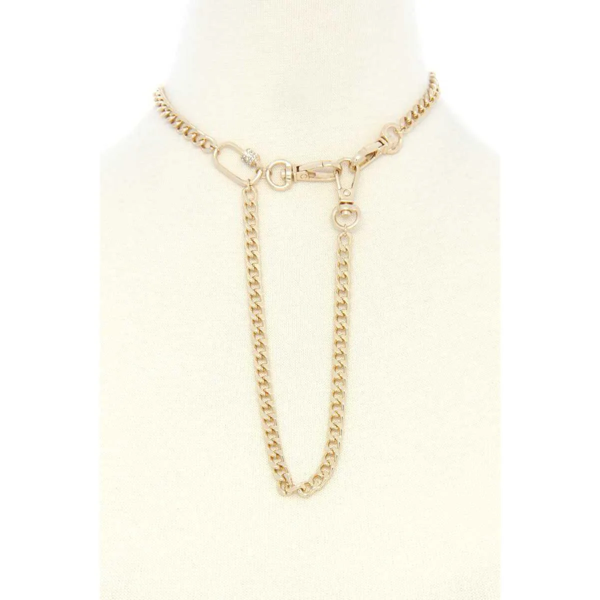 Oval Charm Curb Link Metal Necklace