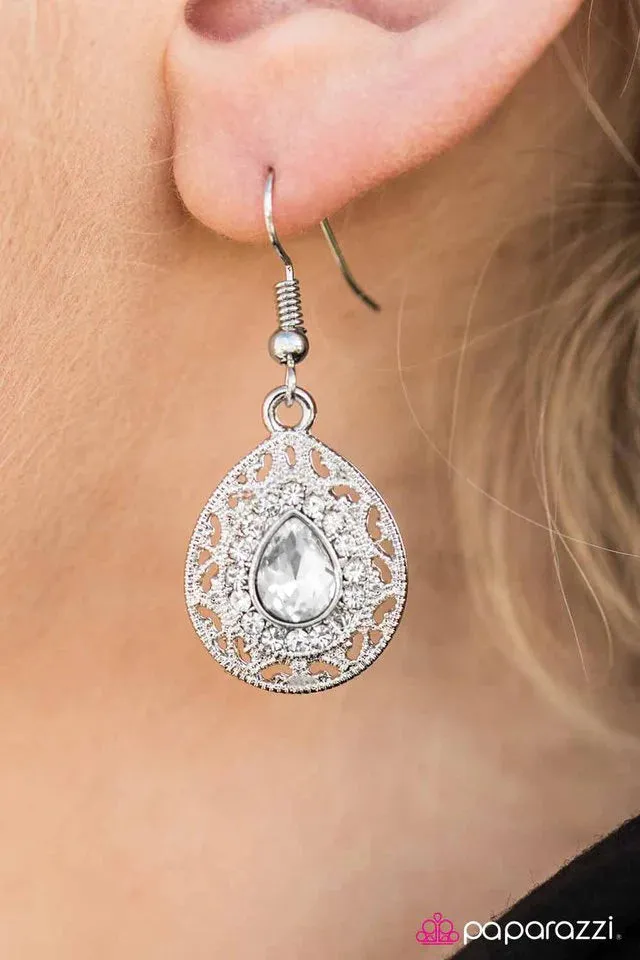 Paparazzi Earring ~ Falling In LOUVRE With You - White