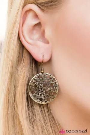 Paparazzi Earring ~ The HOLE Wide World - Brass