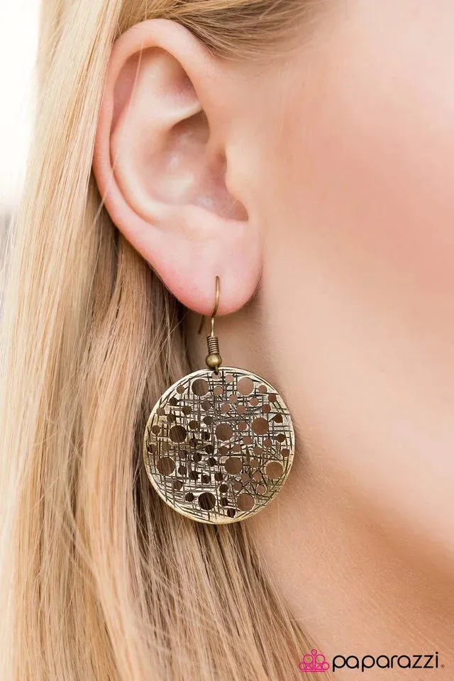 Paparazzi Earring ~ The HOLE Wide World - Brass