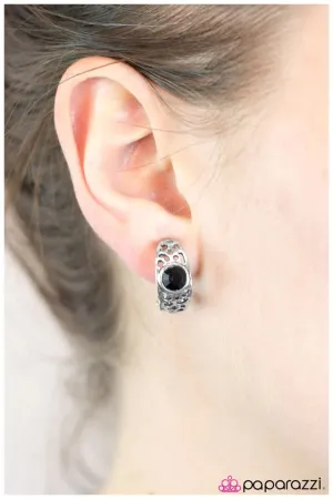 Paparazzi Earring ~ Threw Me A Curve - Black