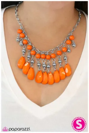 Paparazzi Necklace ~ Beauty School Drop Out - Orange