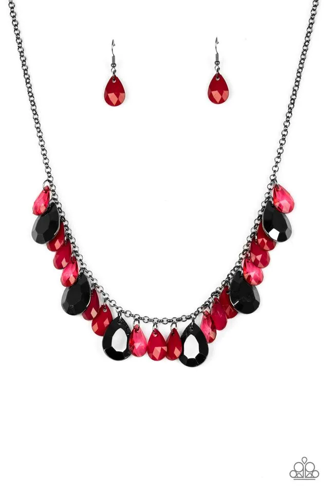 Paparazzi Necklace ~ Hurricane Season - Red