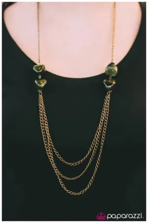 Paparazzi Necklace ~ Pebble in My Pocket - Green