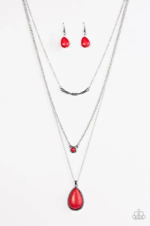 Paparazzi Necklace ~ Stone Streams - Red