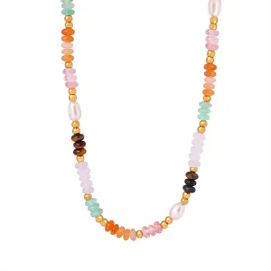 Pearl and Colorful Stone Beaded Necklaces