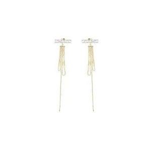 Pearl Bar Wrap Tassel Gold Earrings