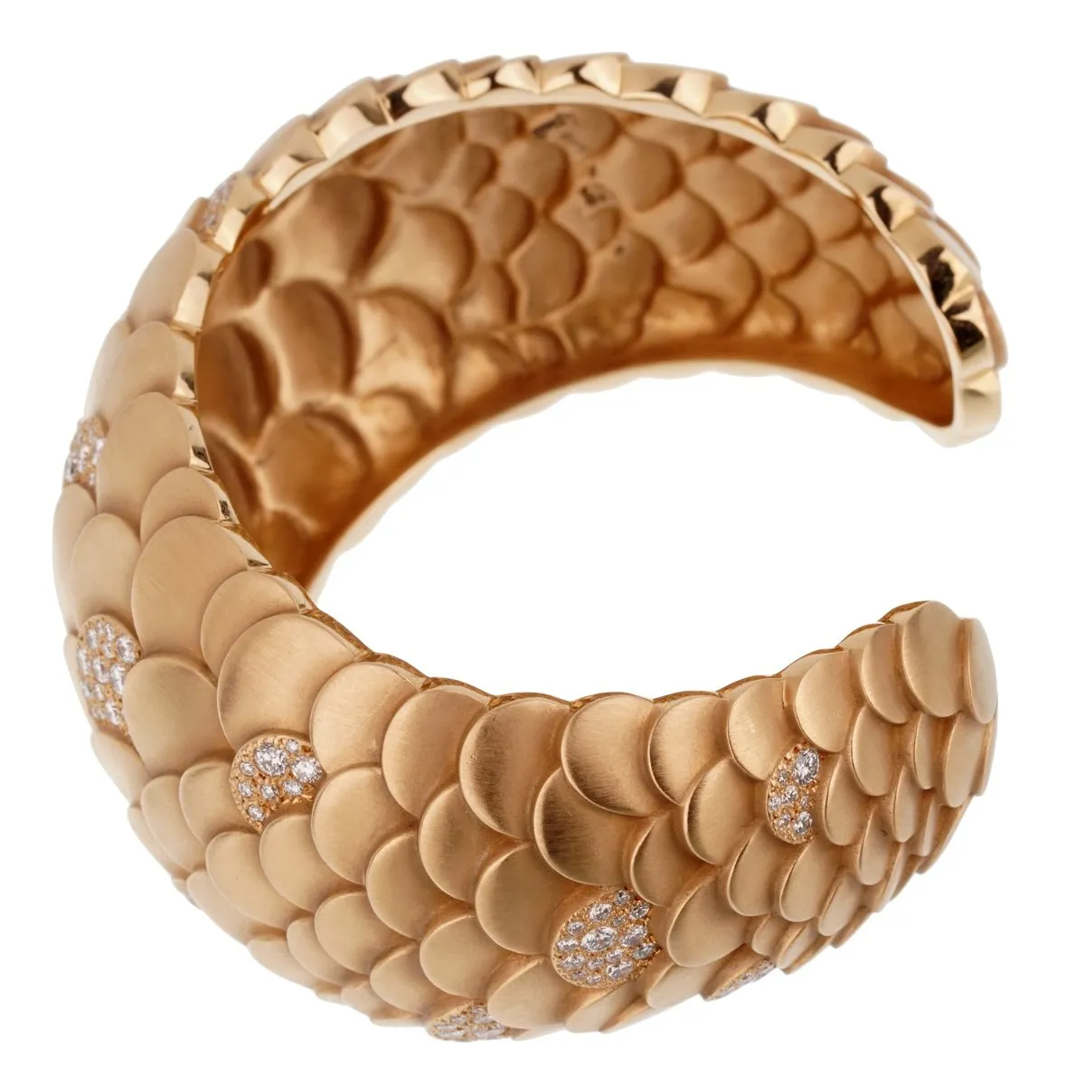 Pomellato Diamond Rose Gold Cuff Bangle Bracelet