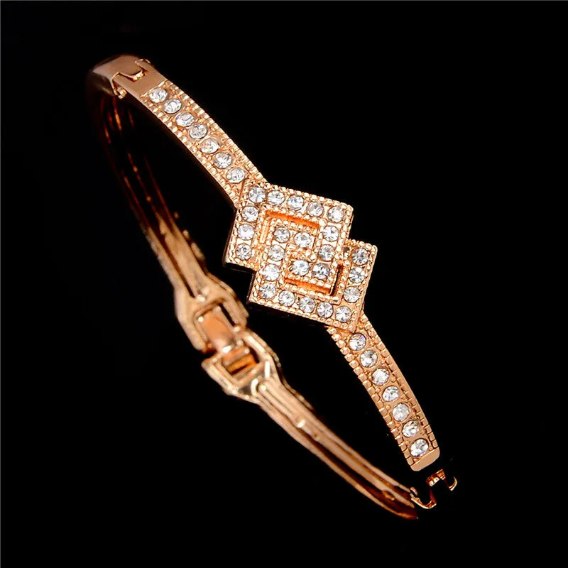 Popular Hot sell Women/Lady's 18k Rose Gold Plated Clear Austrian Crystal Bracelets & Bangles Jewelry Gifts