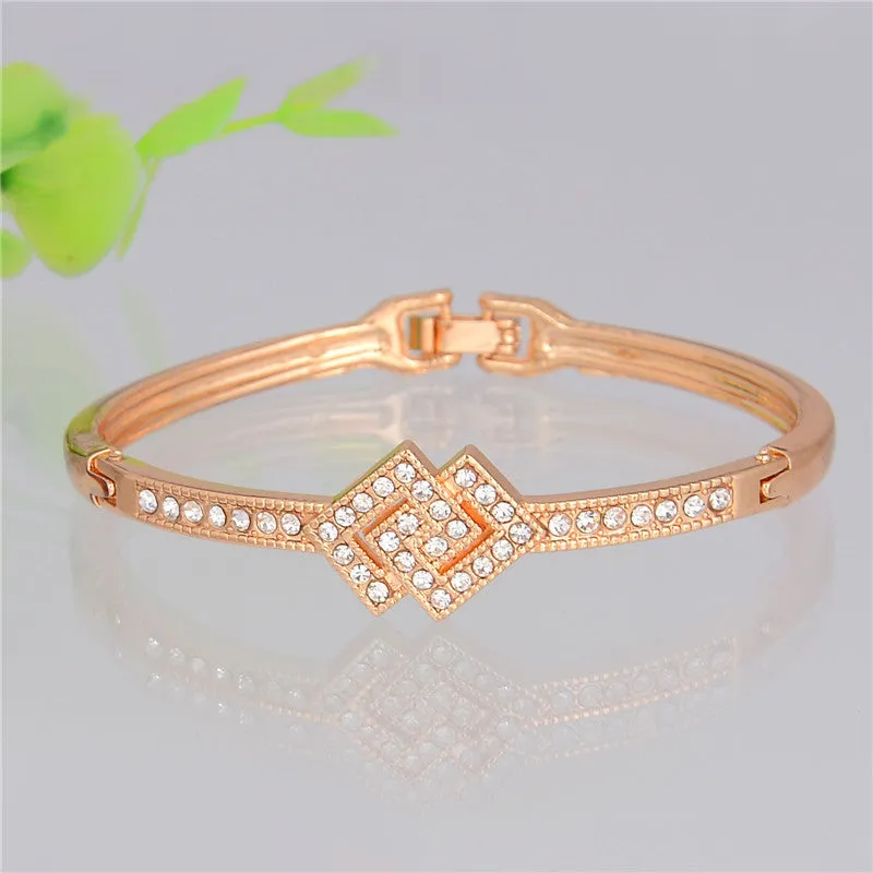 Popular Hot sell Women/Lady's 18k Rose Gold Plated Clear Austrian Crystal Bracelets & Bangles Jewelry Gifts