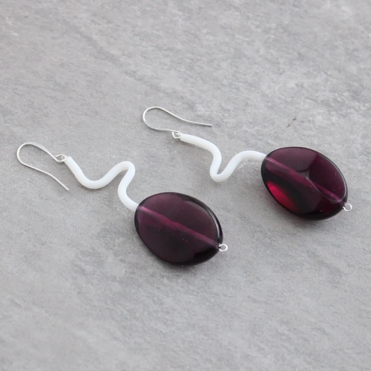 Purple and White Helga Earrings