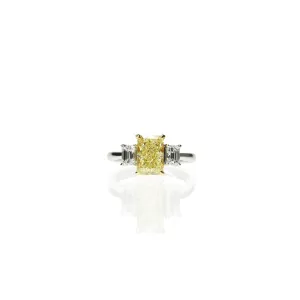 Radiant Cut Yellow Diamond Trilogy ring