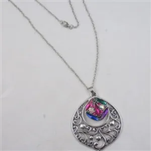 Rainbow Crystal  & Silver Pendant Necklace