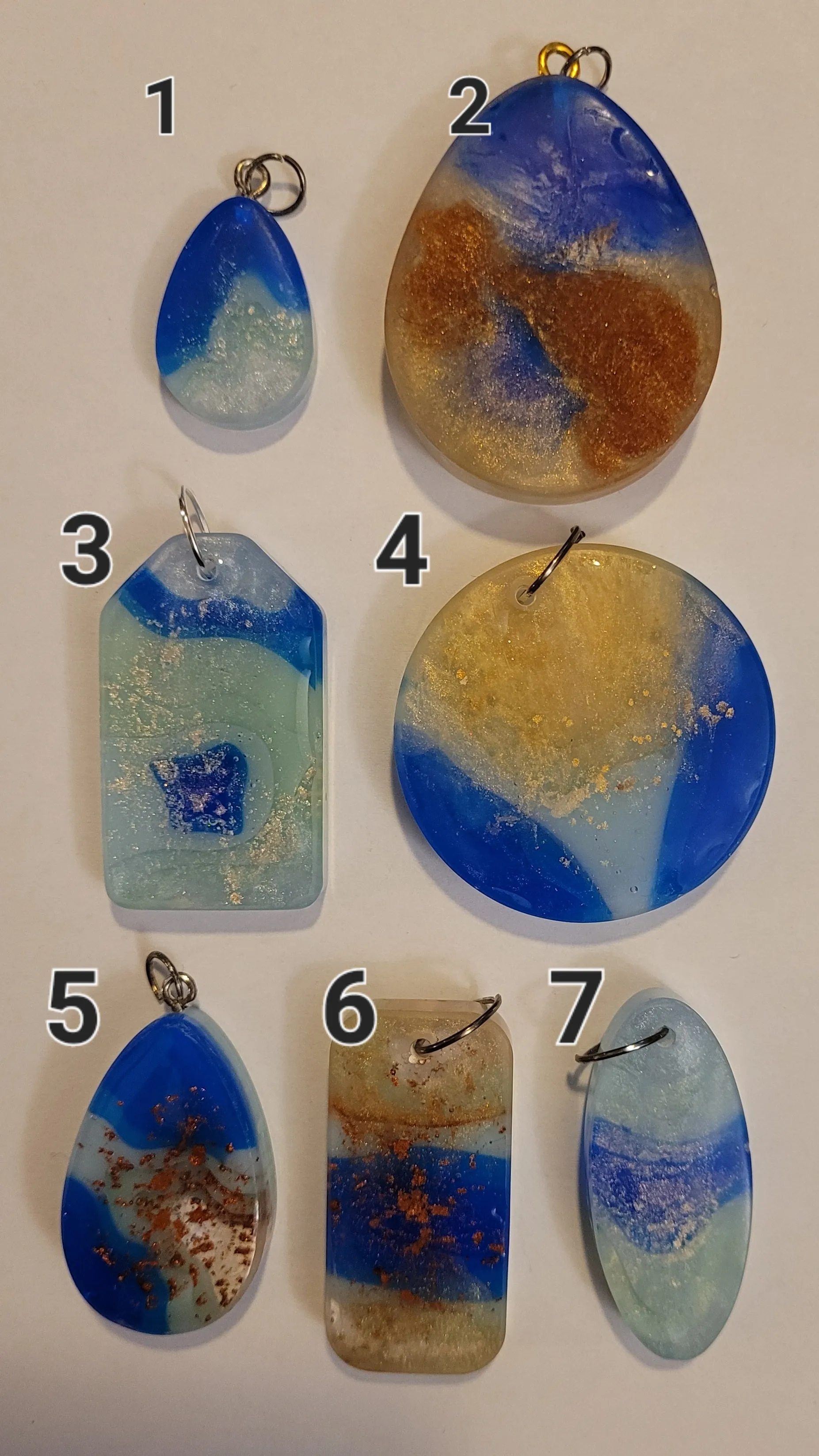 Resin Pendants Blue Mix