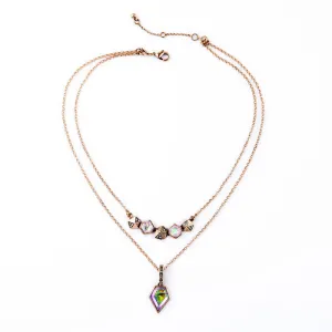 Retro Rhombus Multicolor Imitation Gems Concise Style Female Pendant Necklace