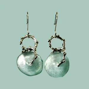 Roman glass earrings dangling silver earrings Israeli Roman Glass jewelry