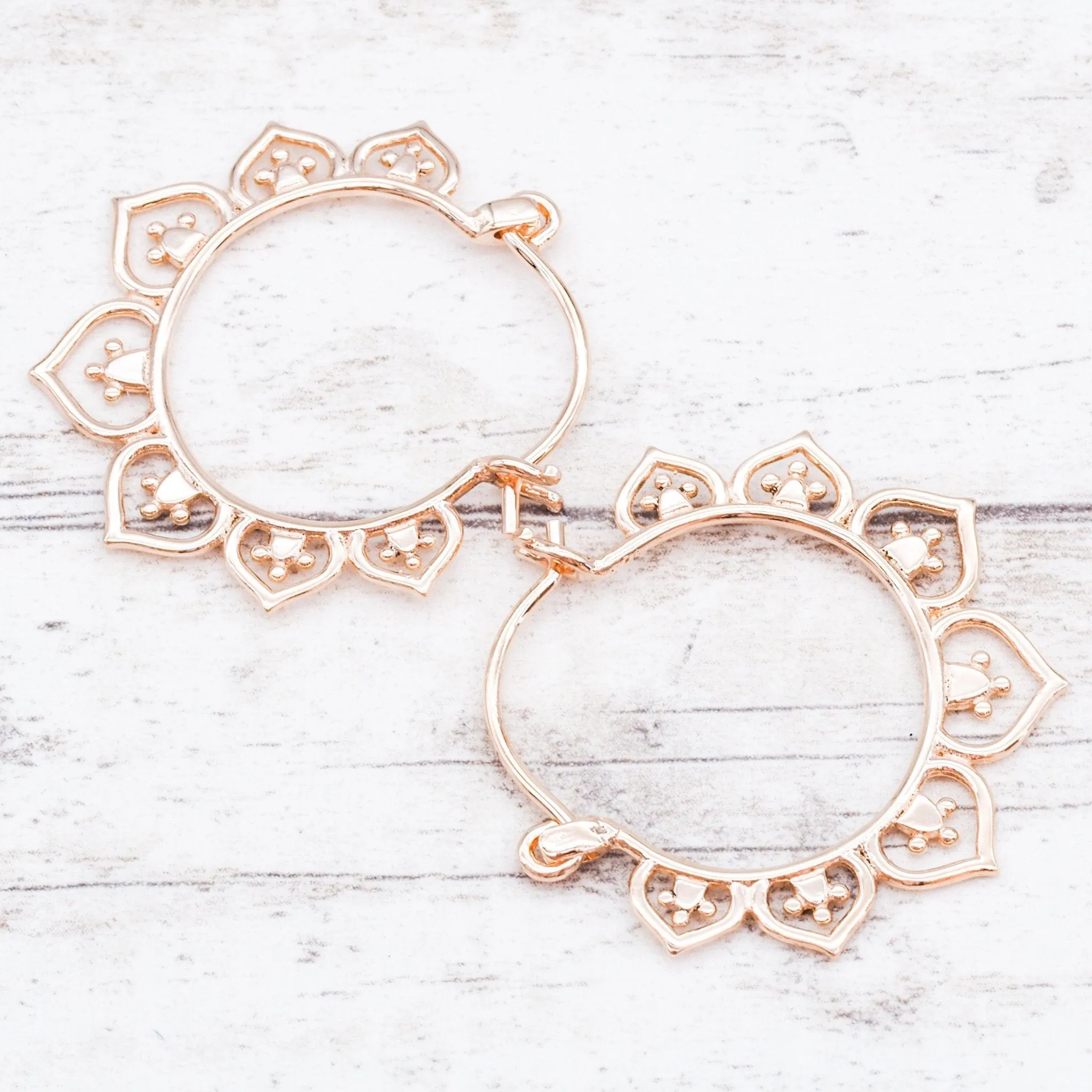 Rose Gold Lotus Hoops