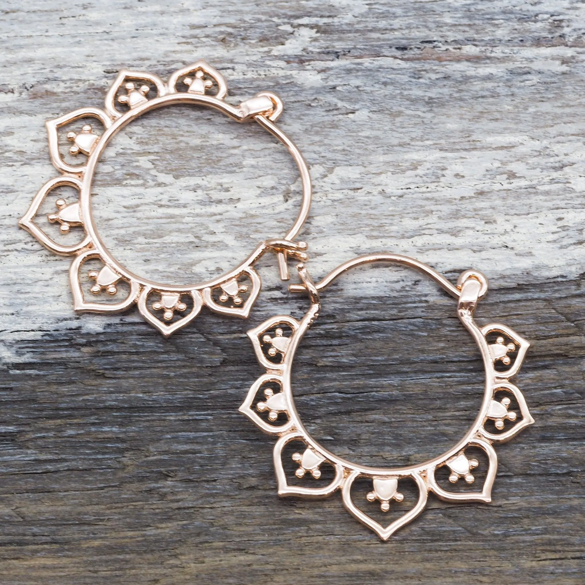 Rose Gold Lotus Hoops