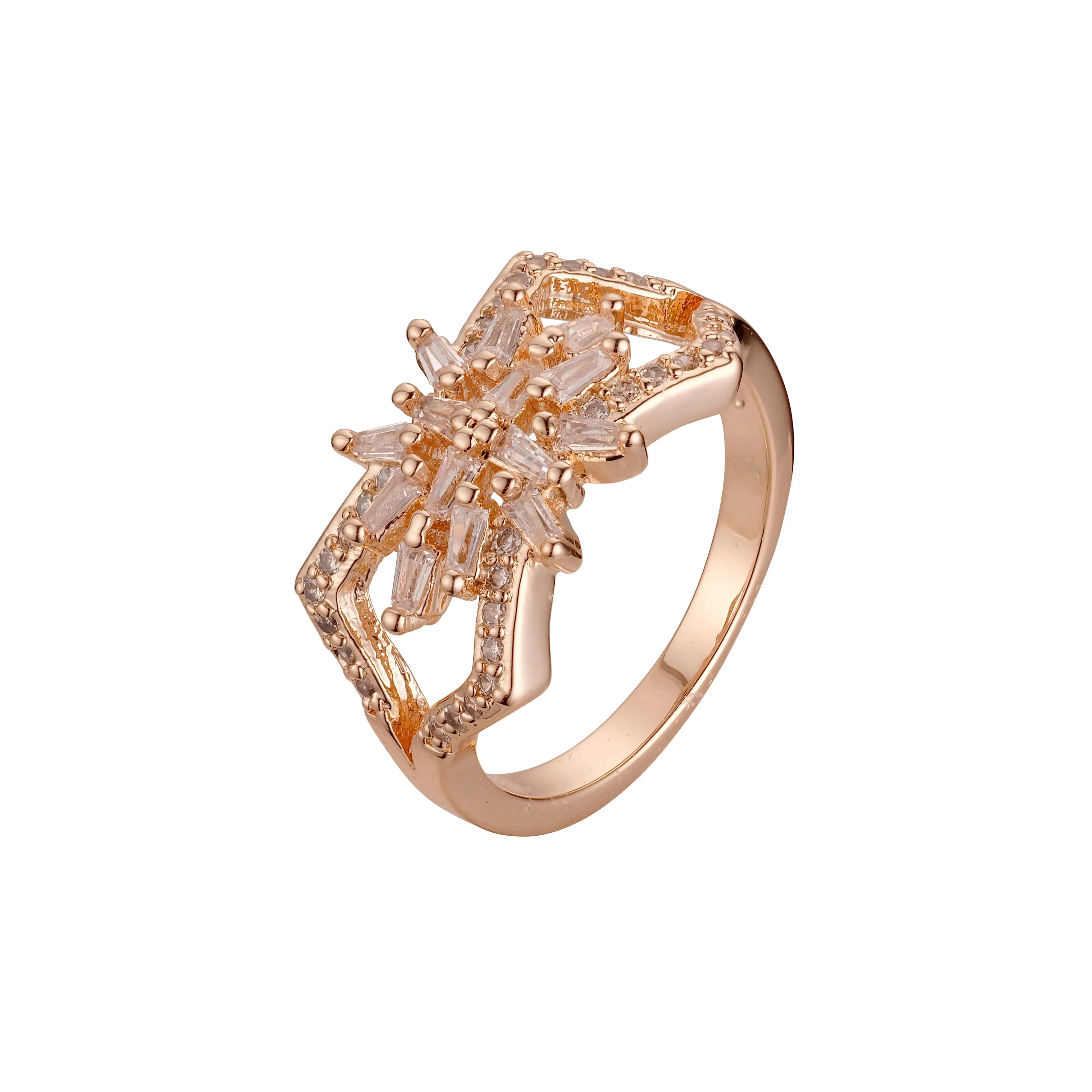 Rose Gold luxurious cluster flower rings