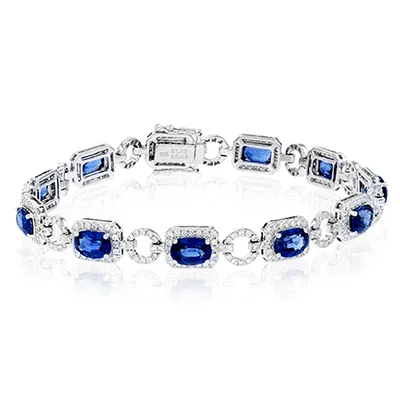 Sapphire Color Bracelet in 18k Gold with Diamonds